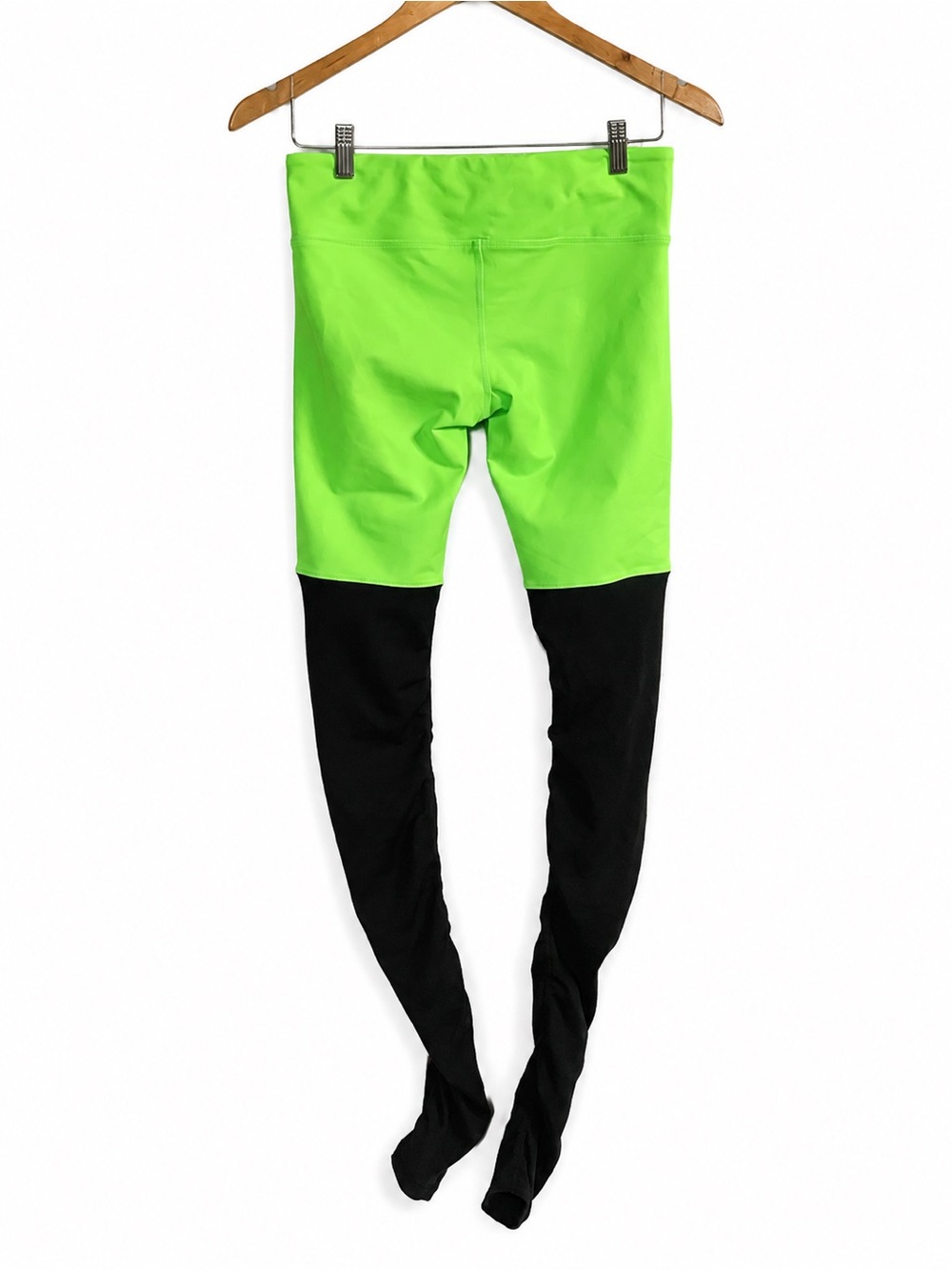 ALO Yoga Goddess Ribbed Legging in a vibrant Green & Black | Size Medium - Picture 4 of 10